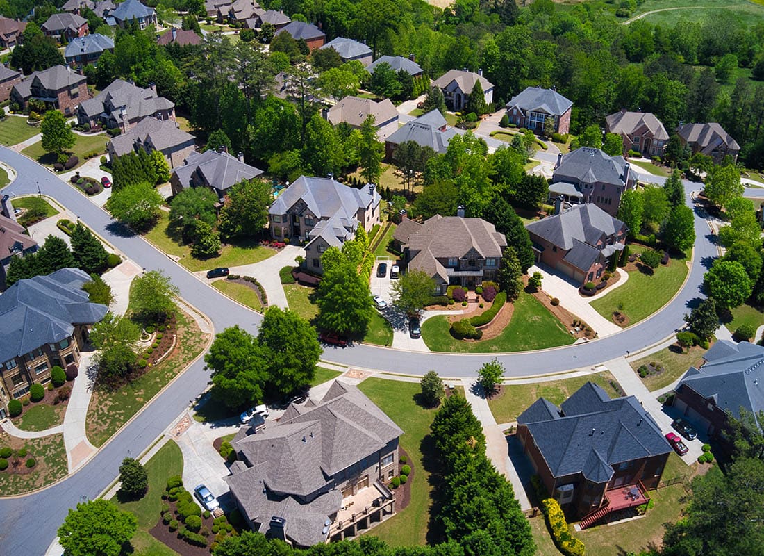 Apollo, PA - Aerial View of Residential Homes on a Sunny Day